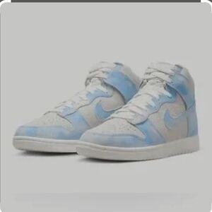 Blue and White High-Top Sneakers